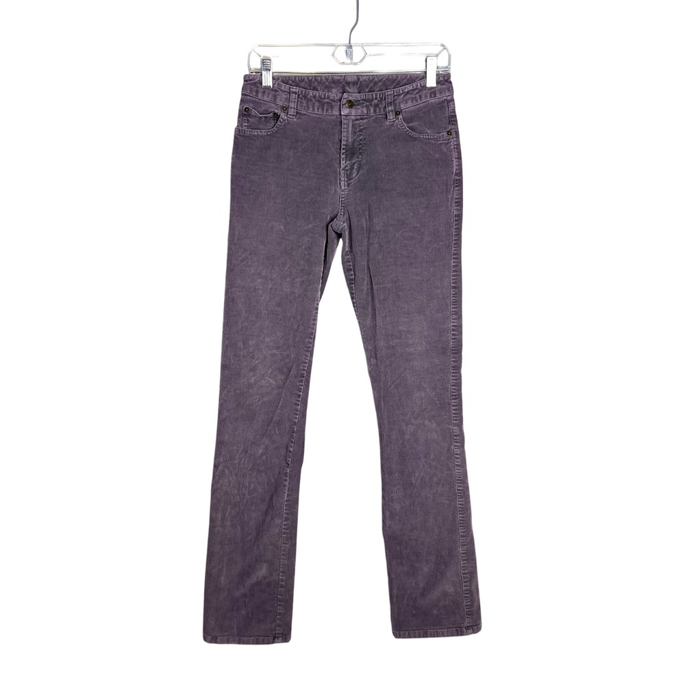 Garnet Hill Corduroy Pants Women Sz 2 L Straight Leg Stretch Cotton Preppy